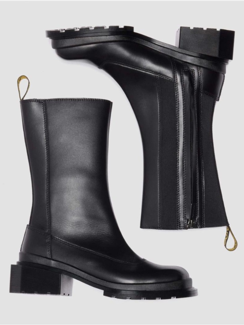 RARE Dr. Martens (Doc Martens) ‘Maybole HI’ Black Mid-Calf Zip Combat Boots